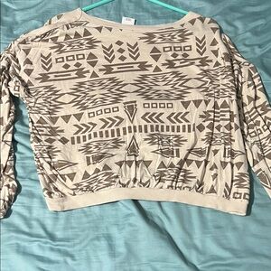 Ariat Cream and Brown Geometric Long Sleeve Shirt